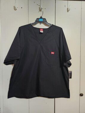 Dickies EDS Signature Mens Scrub Top 2XL Black V-Neck Medical Uniform 816106 NWT